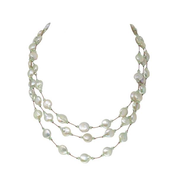 NEW MARGO MORRISON freshwater pearl necklace in pale green